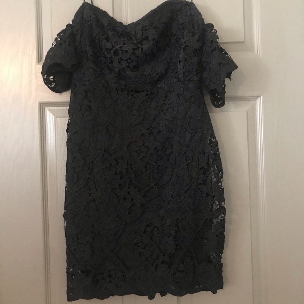 Black lace mini dress